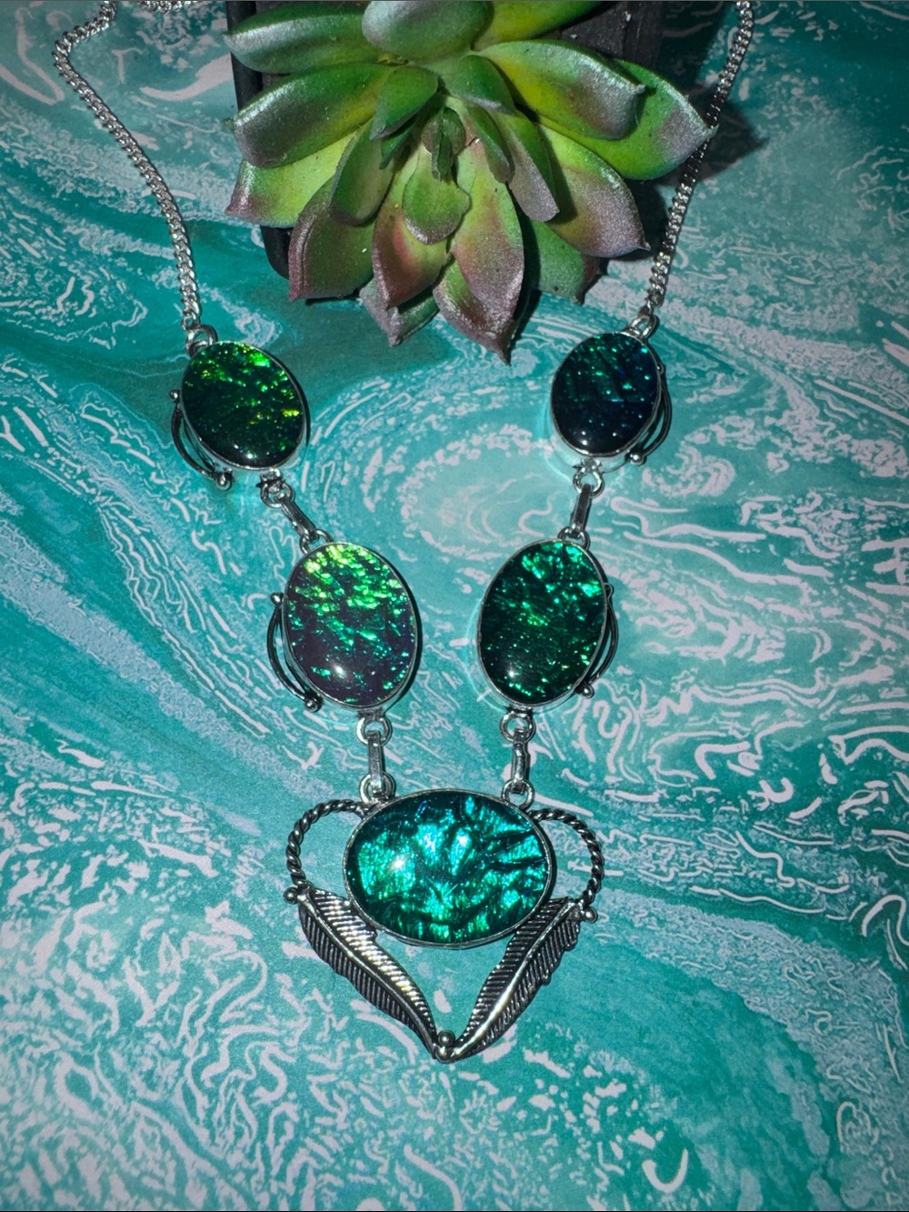 Silver Triplet Opal Necklace